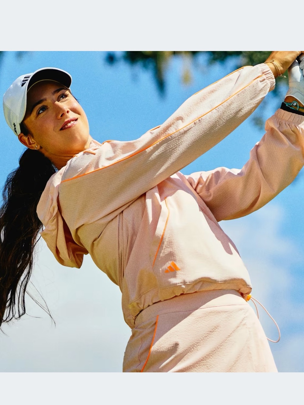 adidas Seersucker Hooded 3/4 Zip Pullover Jacket and Skort Set